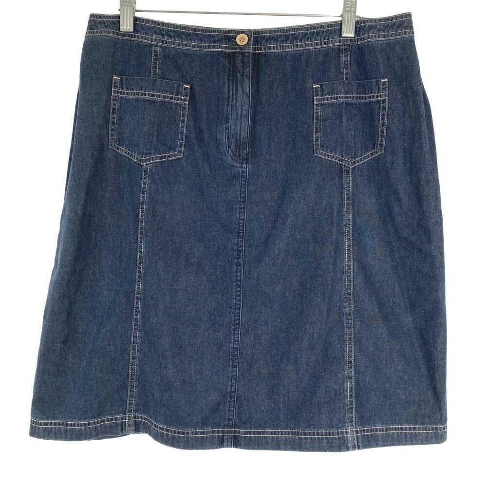 J. Jill Denim Jean Skirt Size 14 Blue Straight Pockets Cotton Y2K NWT SS-1605